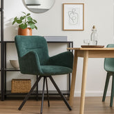 Pachet 3+1 Scaun de dining rotativ, turcoaz, din material textil si cadru metalic Papilio